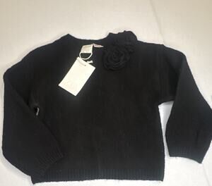 Kids Zara Black Sweater Size 4 with Cute Roses Brand New with Tags